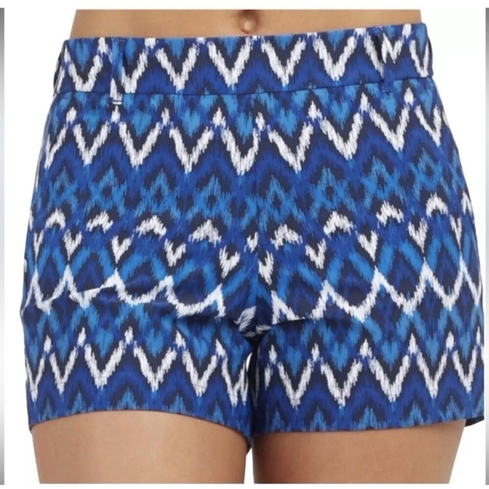 SPANX Sunshine Shorts Blue Black White Ikat Chevron Pattern Women’s‎ Size Large